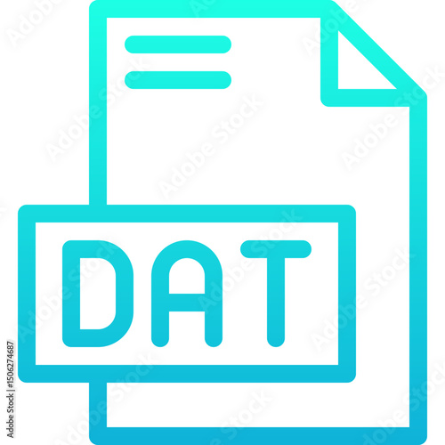 DAT File Format Vector Icon, Isolated On Abstract Background. Lineal gradient icon.