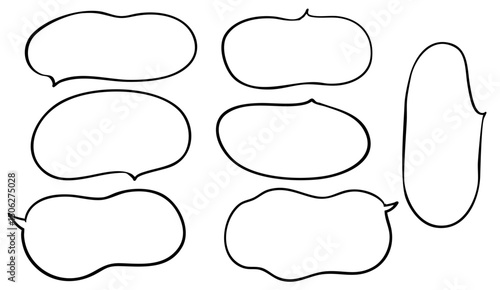 手書き風の吹き出しイラストセット(モノクロ)