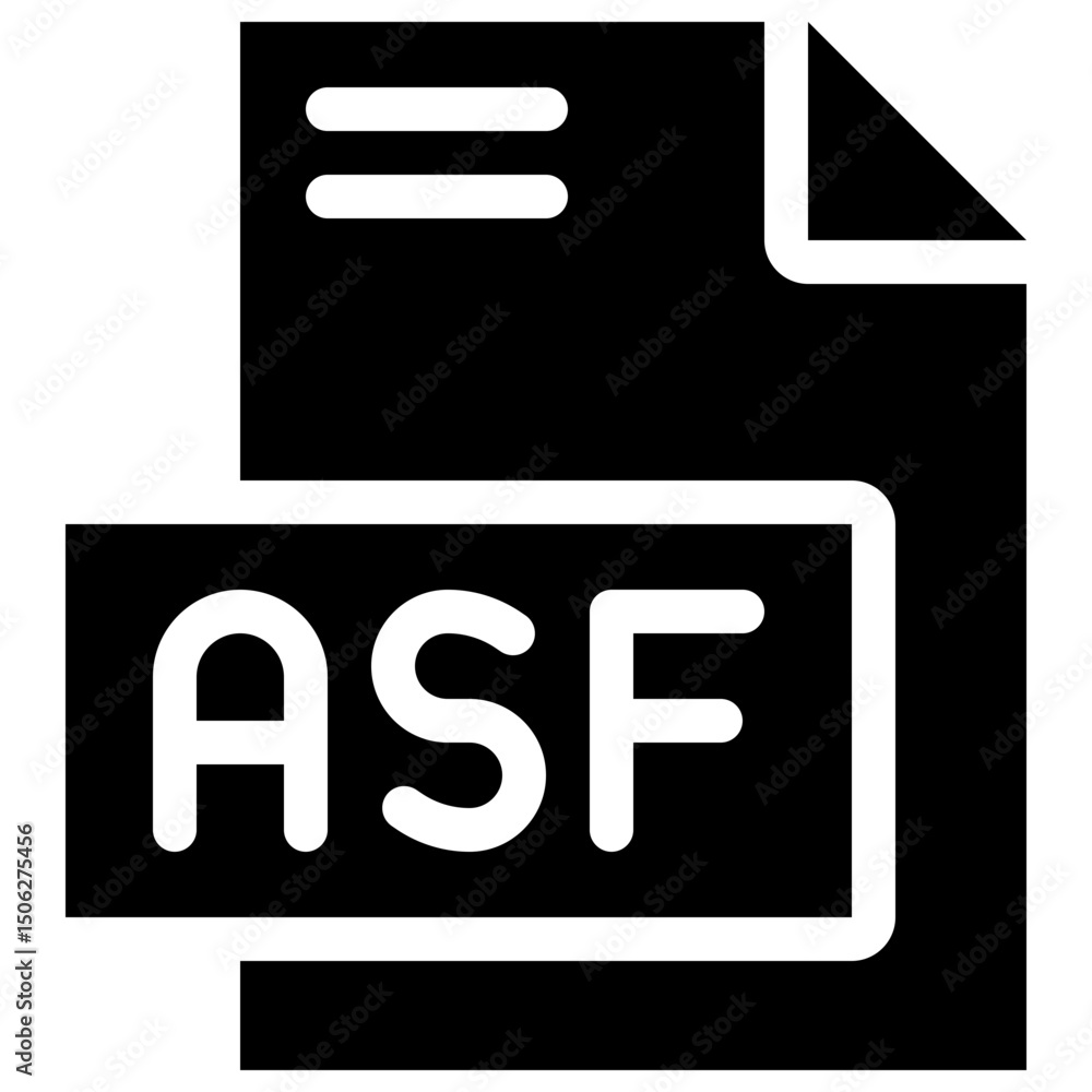 ASF File Format Vector Icon, Isolated On Abstract Background. Silhouette Icon. ASF File Format Vector Icon, Isolated On Abstract Background. Silhouette Icon.
