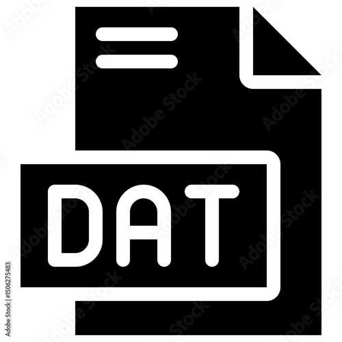 DAT File Format Vector Icon, Isolated On Abstract Background. Silhouette Icon.