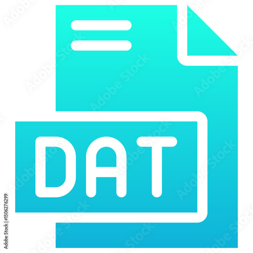 DAT File Format Vector Icon, Isolated On Abstract Background. Silhouette Gradient Icon.