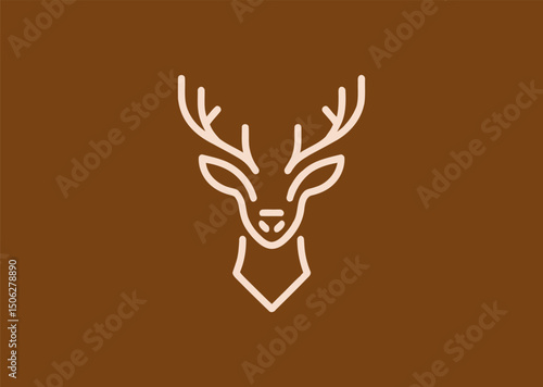 Line art deer head logo for nature, elegance, or rustic brands.