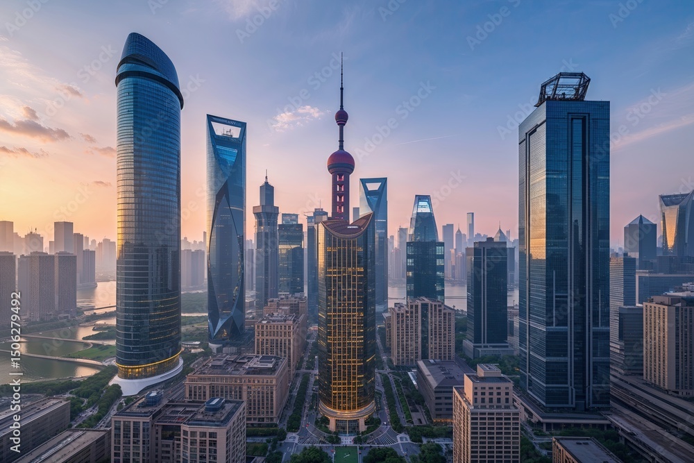 Fototapeta premium Chic Corporate Architecture in Shanghai China Comprehensive Guide