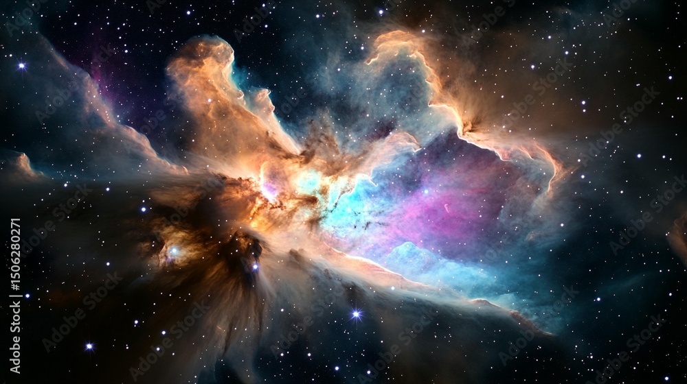 Obraz premium Cosmic Nebula: Stellar Cloudscape