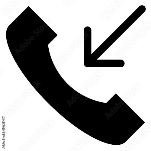 Incoming Call Vector Silhouette Isolated Icon, User Interface Icon. 
