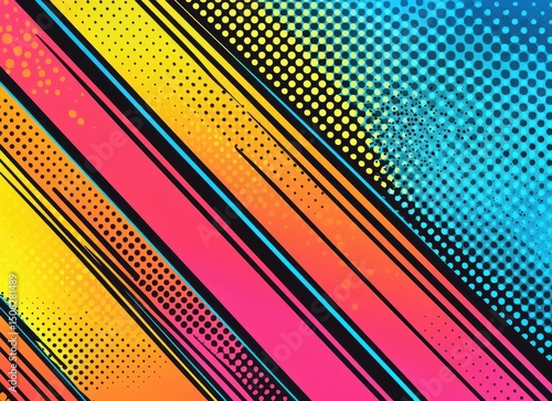 Bold Striped Background with Polka Dots
