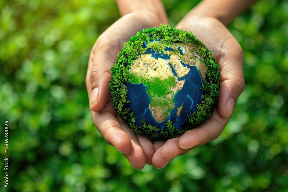 Vibrant Color Picture of Hand Holding Earth Icon for EcoFriendly and Zero Carbon Commitment Vibrant Color Picture of Hand Holding Earth Icon for EcoFriendly and Zero Carbon Commitment