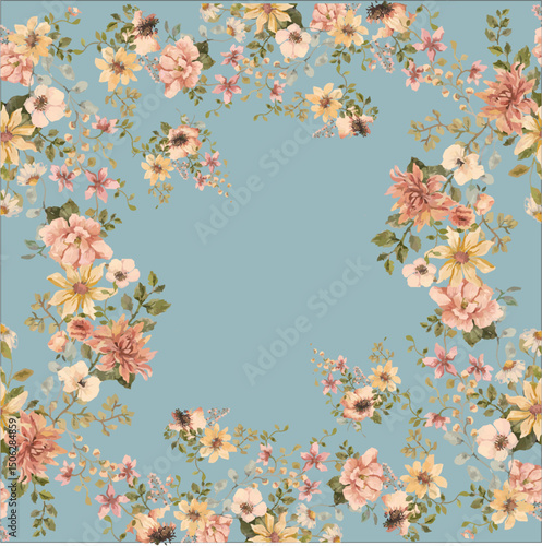 Hello Summer flowers concept design with exotic leaves floral colorfull botanical