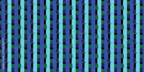 Vibrant Digital Pixel Grid Background with Blue and Green, Abstract Modern CRT TV Screen Effect Seamless Pattern, Colorful Technology Motif.