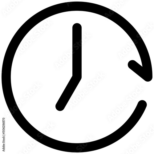 Clock Vector Icon, Lineal Style Isolated Vector Icon. 