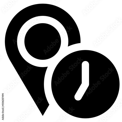 Arrival Time Vector Icon, Silhouette Style Isolated Vector Icon. 