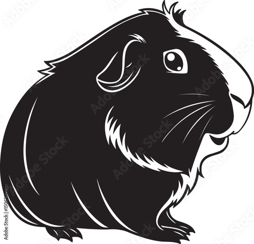 Front View of Happy Guinea Pig Face Silhouette