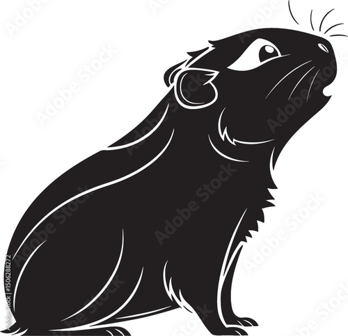 Guinea Pig Sniffing Forward Silhouette Pose