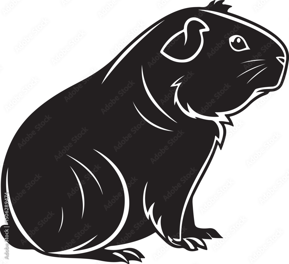 Fototapeta premium Sitting Guinea Pig Silhouette in Side Perspective