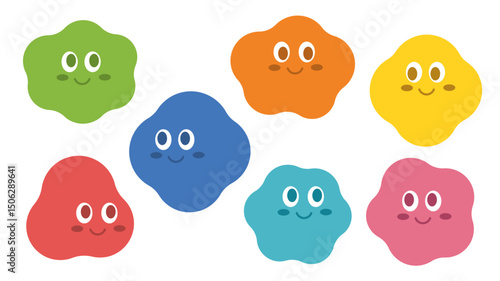 抽象的　シェイプ　キャラクター　形　図形　顔　カラフル