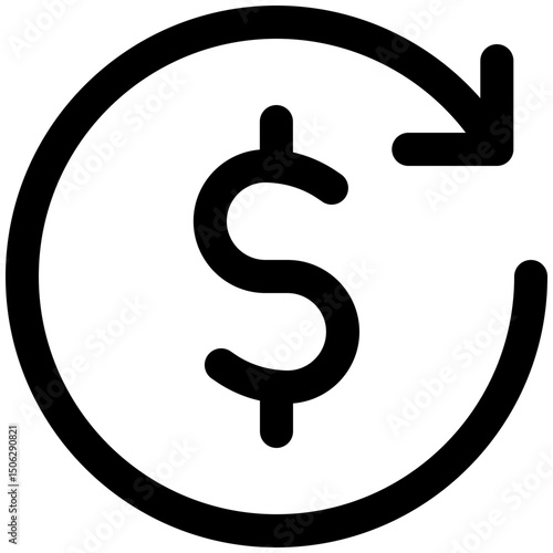 Money Transfer, Dollar Refund Vector Icon, Lineal Style Isolated Vector Icon.	