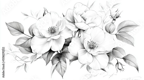 Pencil Sketch of Roses