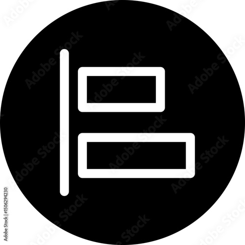 Left Align Tool Sign Icon, Circular Style Isolated Vector Icon.