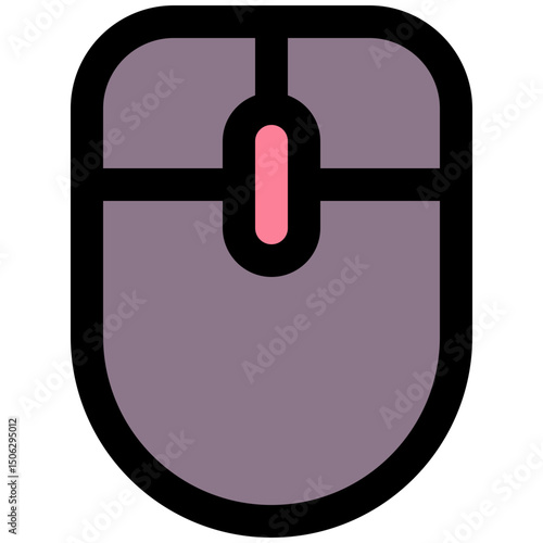 Computer Mouse Icon, Lineal color Style Isolated Vector Icon.	