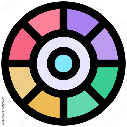 Color Wheel Or Color Circle Picker Icon, Lineal Color Style Isolated Vector Icon.