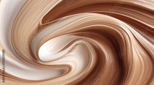 Swirling creamy vortex of light and dark brown shades, creating a hypnotic abstract pattern
