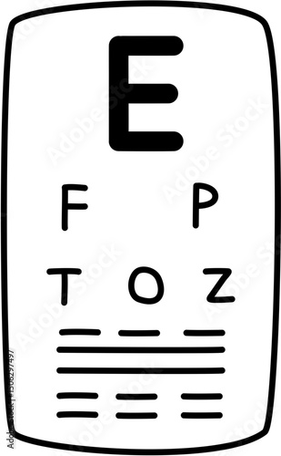 Snellen eye chart illustration, vision test doodle illustration