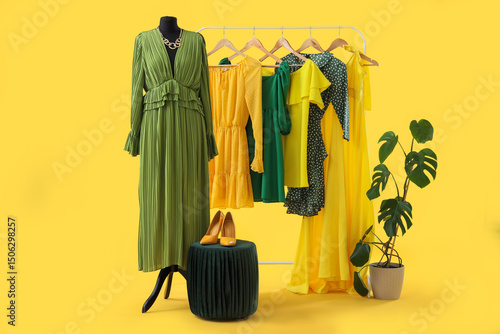 Clothes rack with mannequin...