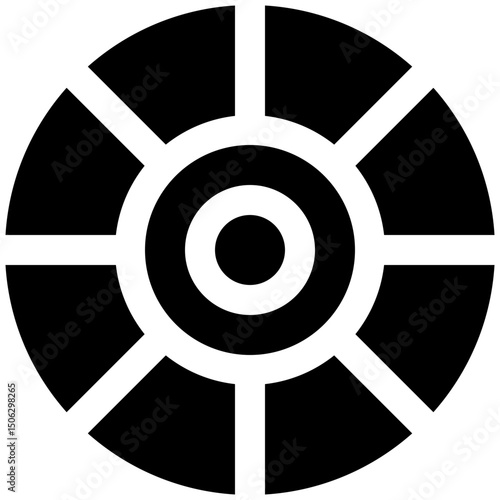 Color Wheel Or Color Circle Picker Icon, Silhouette Style Isolated Vector Icon.	
