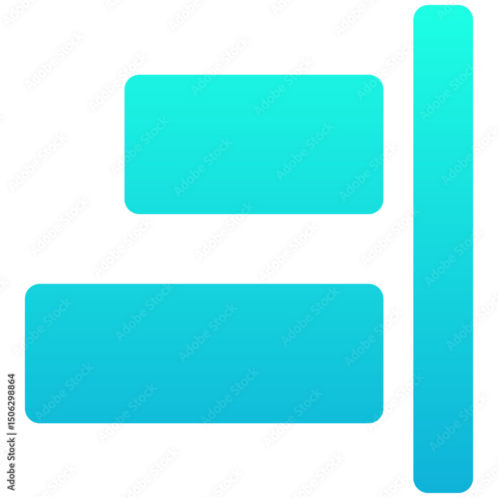 Right Align Tool Icon, Silhouette Gradient Style Isolated Vector Icon. Right Align Tool Icon, Silhouette Gradient Style Isolated Vector Icon.