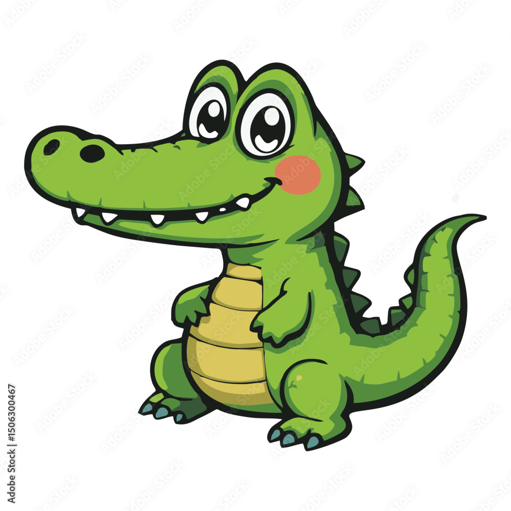 Cute Alligator or Crocodile Cartoon – Vector Clip Art for Education Cute Alligator or Crocodile Cartoon – Vector Clip Art for Education