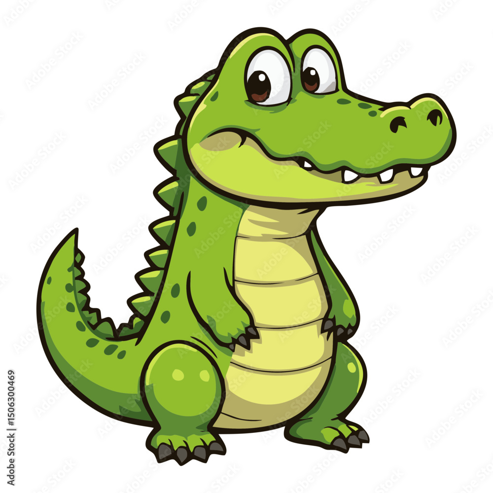 Naklejka premium Playful Crocodile Illustration – Adorable Clip Art Character