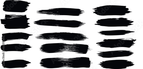 Big vector set of brush paint ink shapes. Brush stroke elements.