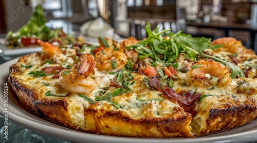 Wallpaper Mural Gourmet seafood pizza with melted cheese and vibrant toppings on crispy crust, a delicious culinary delight
 Torontodigital.ca