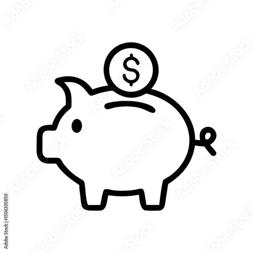 Piggy Bank Savings Icon Representing Financial Planning and Money Management