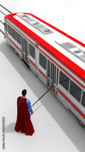 Wallpaper Mural Superhero Stops Red and White Train on White Background Torontodigital.ca
