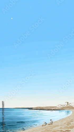 Wallpaper Mural Tranquil Beach Scene Under a Vivid Blue Sky Torontodigital.ca