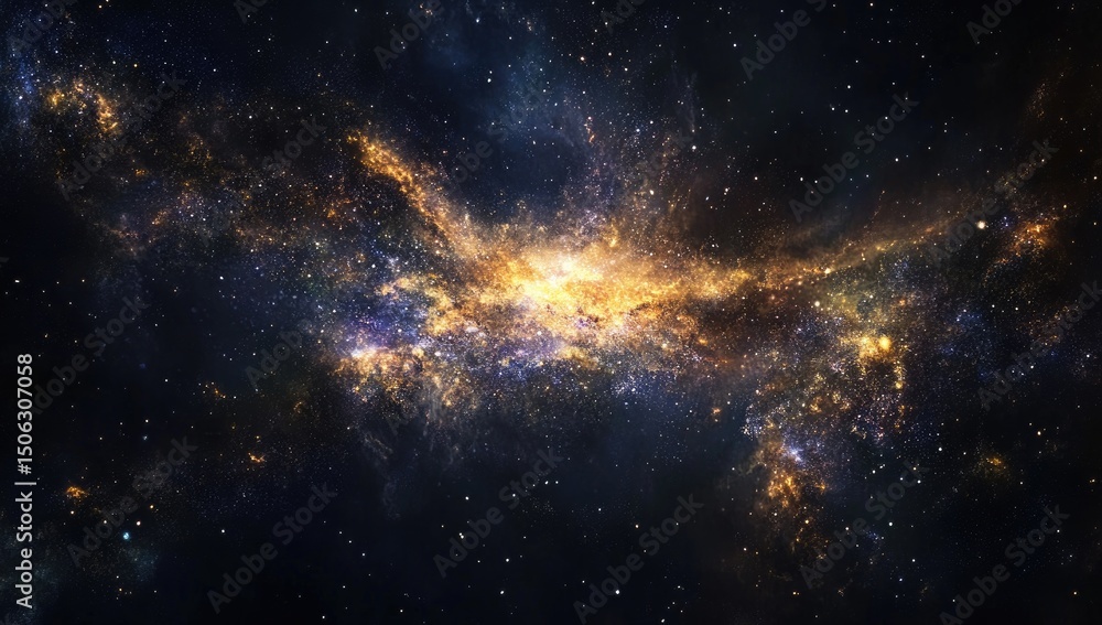 Fototapeta premium Cosmic nebula, vibrant colors, star dust