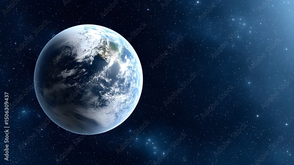 Obraz premium Serene blue planet Earth floating in the vast cosmic expanse
