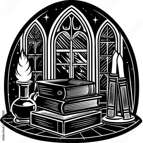  Vintage Bookshelf Scene