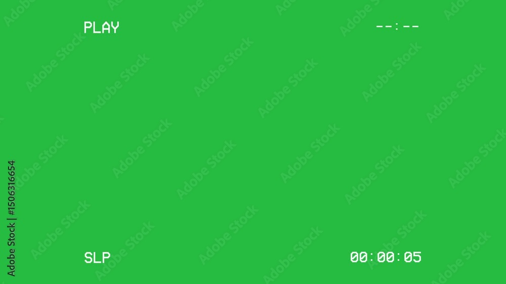 VCR VHS screen Interface on green screen background