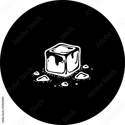 Monochromatic cube illustration with melting appearance against stark background