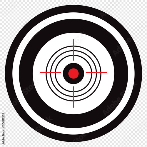 Vector icon illustration of a shooting target isolated on a transparent background. Gun target logo. Flat web design element for a website, app or infographic material.