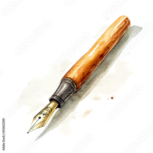 Calligraphy Pen, watercolor illustration vector, high quality, isolated on a white background.