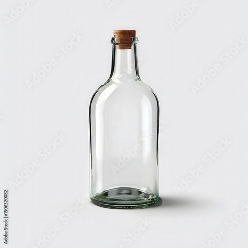 an AI Image Generator, Clear Glass Bottle with Metallic Cap in Minimalist Lighting