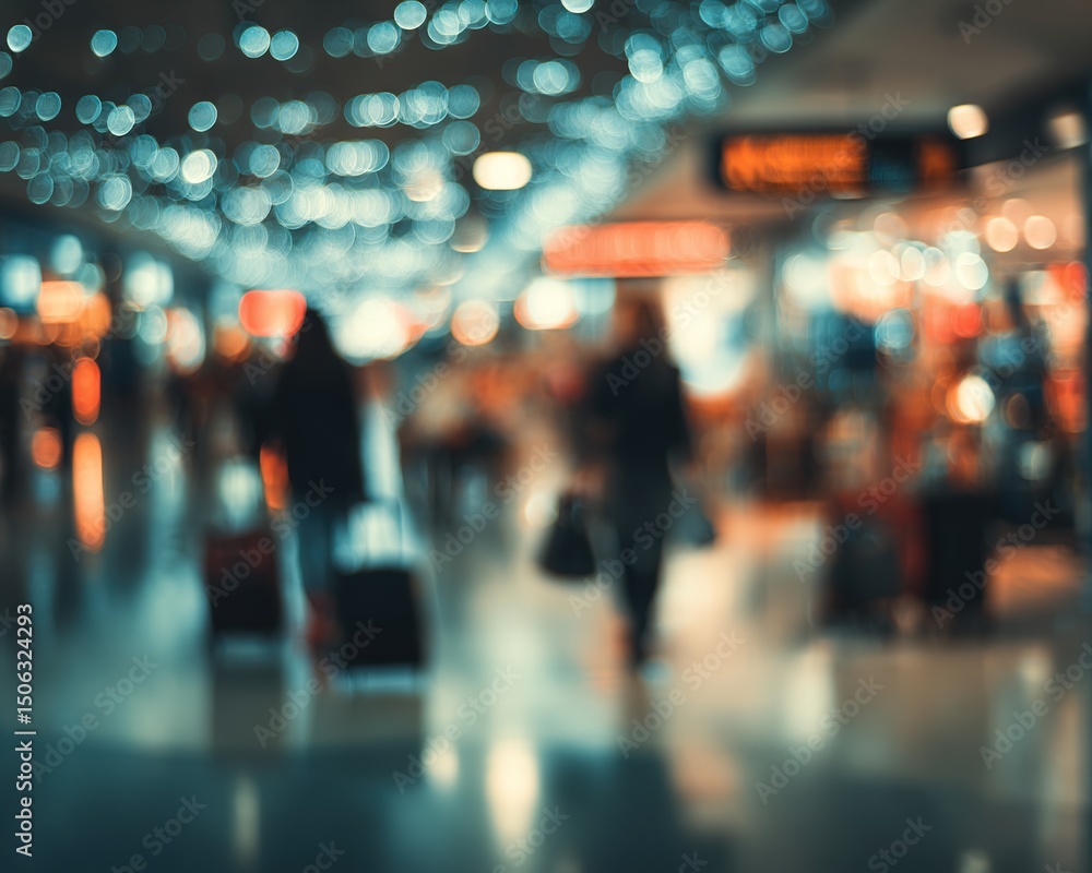 Fototapeta premium Airport Terminal Blurred Crowd.