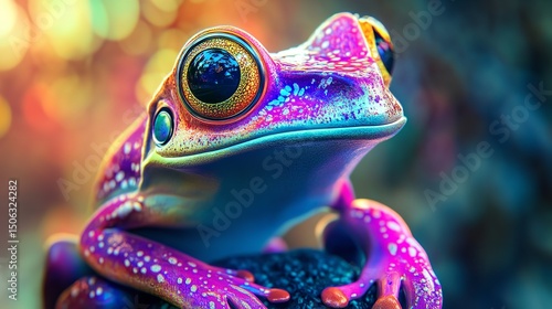 Wallpaper Mural Colorful Smart Frog in a Vibrant Digital Dimension with Futuristic Energy Flow Torontodigital.ca