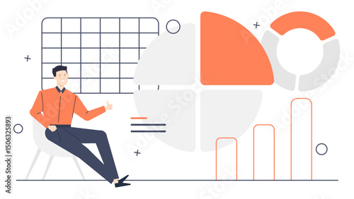 Man giving thumbs up on chair, showing approval, satisfaction gesture. Suitable for business, success, positive feedback concepts in design projects.