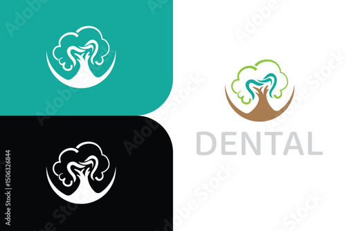 Tree dental logo, dentist logo template, clinic logo design, tooth, teeth, hospital, smile, orthodontist