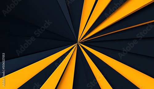 Abstract radiating design, dark navy and sunshine yellow