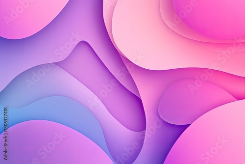 Abstract layered shapes in vibrant pastel colors